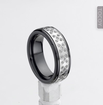 6MM Women's Tungsten&Gemstones Combind Ring|TOCOY68